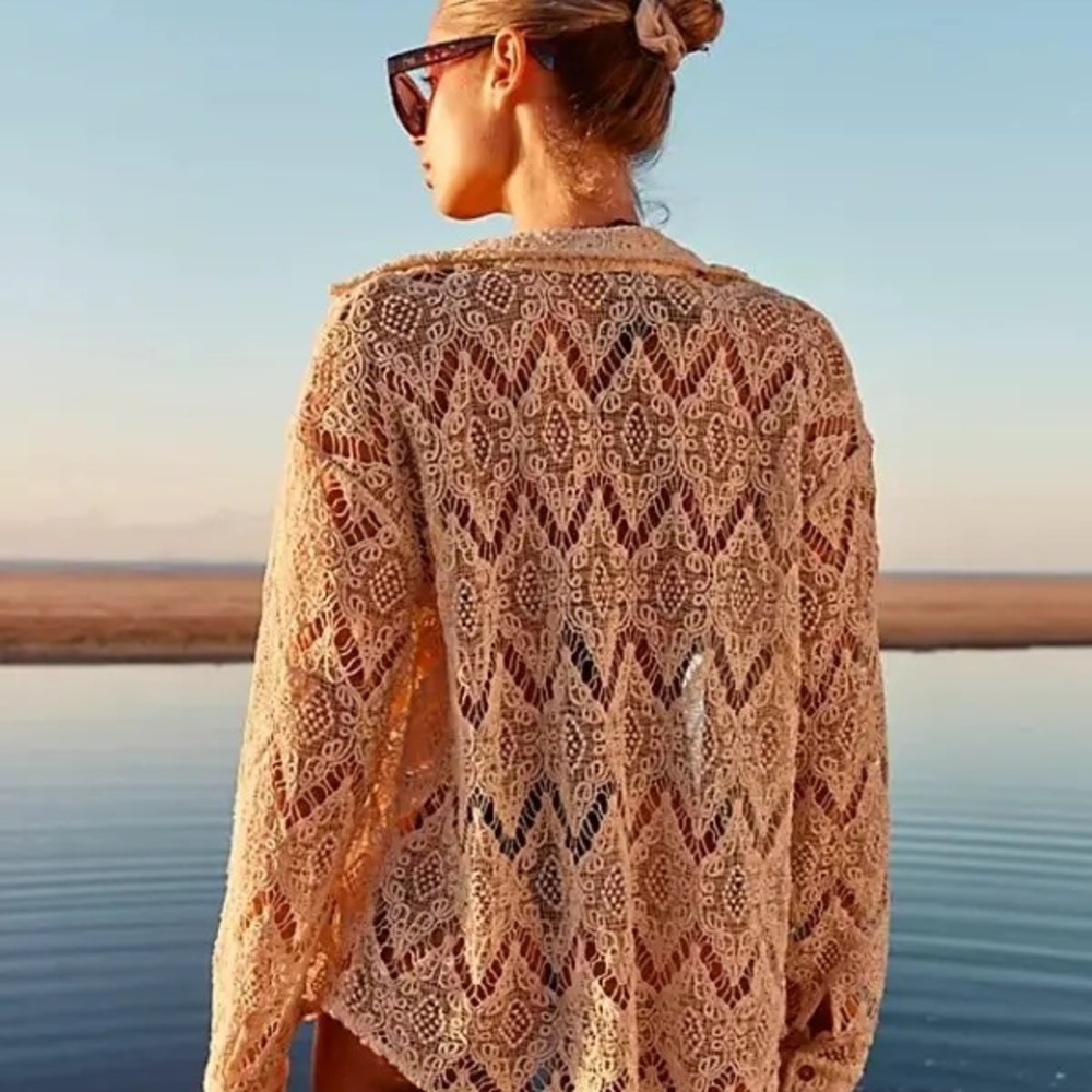 Cream Crochet Coverup, Blouse